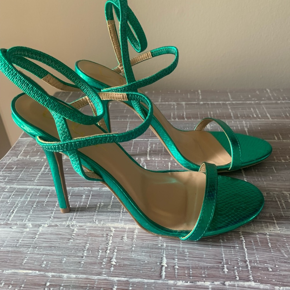 Brand new with box Lulus sexy snake embossed ankle strap heels